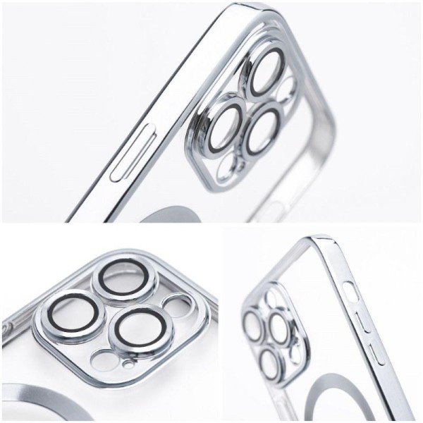 iPhone 16 Pro Max Handyhülle Backcase Silikon Transparent Silber MagSafe kompatibel