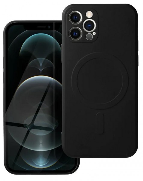 iPhone 12 Pro Max Handyhülle Backcase Silikon Schwarz MagSafe kompatibel