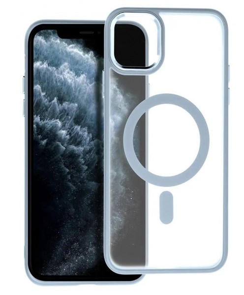 iPhone 11 Max Pro Handyhülle Backcase Silikon Transparent blau MagSafe kompatibel